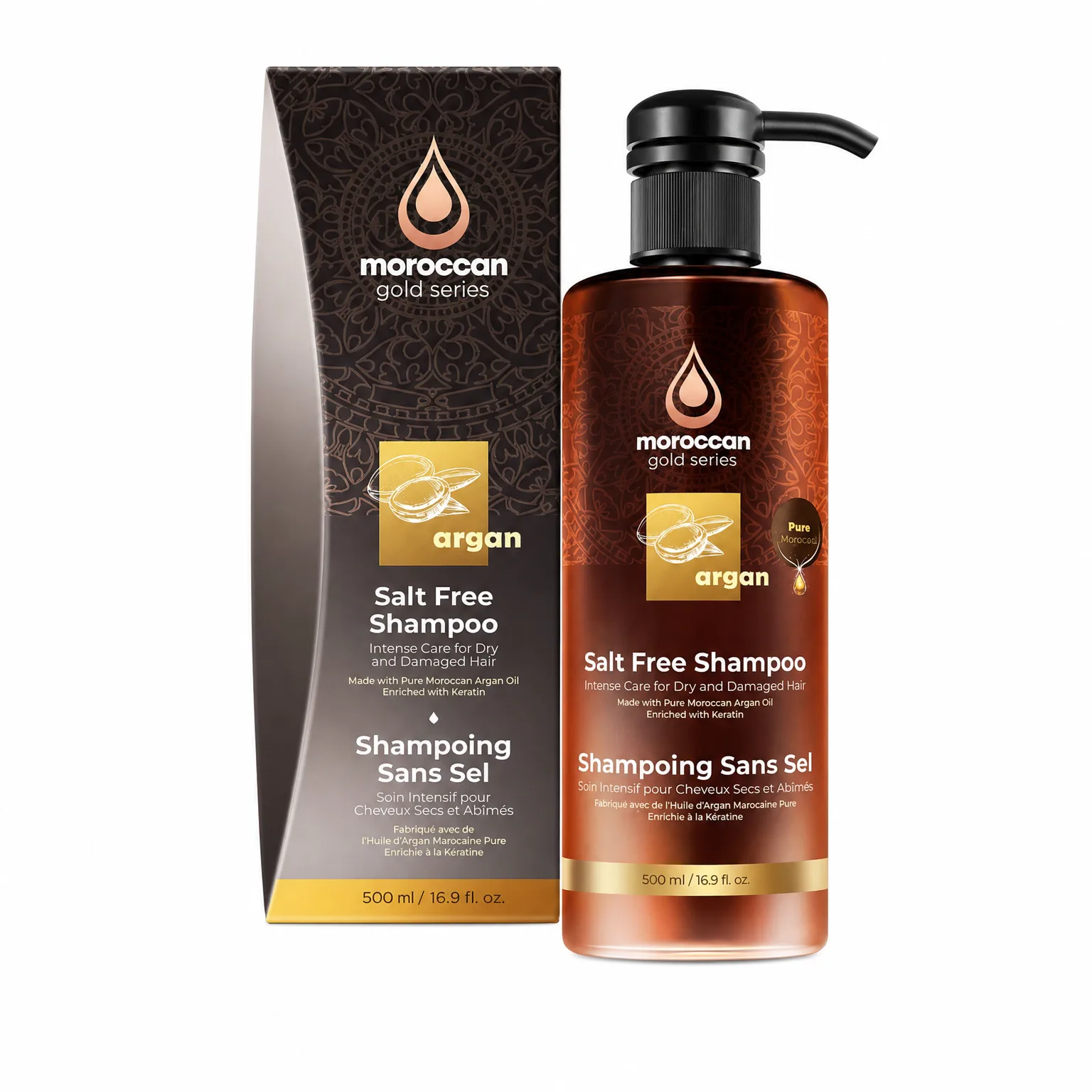 שמפו ללא מלחים - Moroccan Gold Series - 500ml